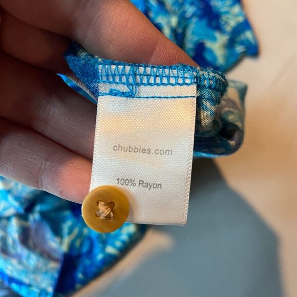 Chubbies Weekend Men L Monkey Button Front Shirt Short Sleeve Blue Novelty Trave - Picture 5 of 9